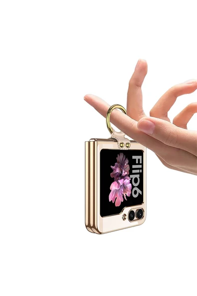 KILIFTECH Galaxy Z Flip 6 Kılıf Zore Yüzüklü Kıpta Kapak-Siyah - Resim 4
