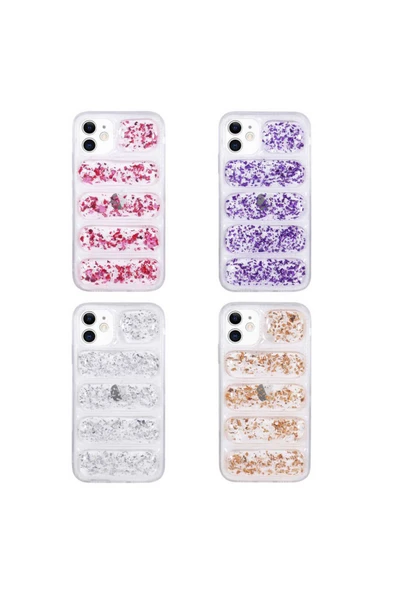 KILIFTECH iPhone 11 Uyumlu Kamera Korumalı Simli AiHTTg'li Zore Dalga Kılıf-Mor - Resim 2