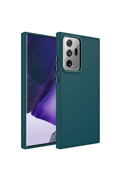 KILIFTECH Galaxy Note 20 Ultra Uyumlu Metal Çerçeve ve Buton Tasarımlı Silikon Zore Luna Kılıf-Koyu Ye ürün görseli