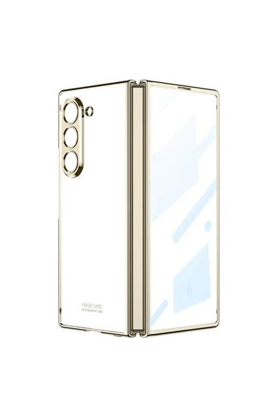 KILIFTECH Galaxy Z Fold 6 Kılıf Zore Full Camlı Kıpta Kapak-Gold - 1