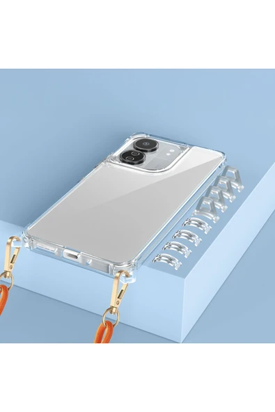 KILIFTECH Xiaomi Redmi 13C Uyumlu Airbagli Takılabilir Askı Aparatlı Zore Snap Silikon Kapak-Şeffaf - Resim 4