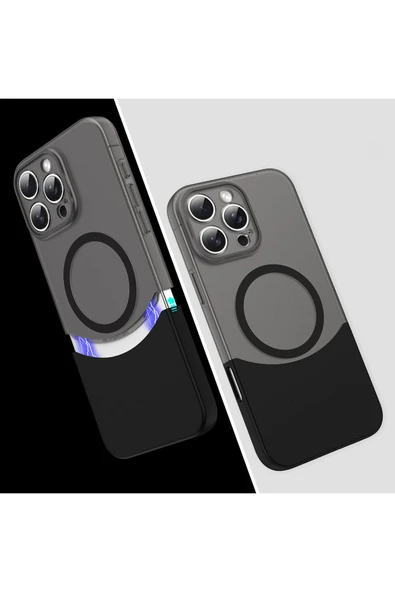 zore iPhone 16 Pro Max Kılıf M-Safe Şarj Özellikli Mıknatıslı EMP Duble Kapak - Siyah ürün görseli