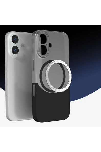 KILIFTECH iPhone 16 Kılıf M-Safe Şarj Özellikli Mıknatıslı KTH Duble Kapak - Siyah - Resim 4