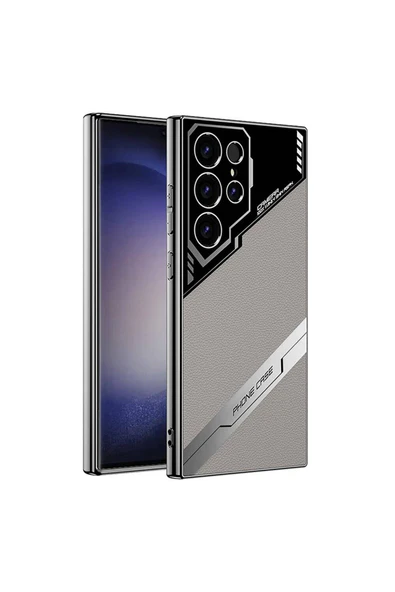 KILIFTECH Galaxy S23 Ultra Kılıf Kamera Korumalı Suni Deri Tasarım Zore Yeni Seri Procase Kapak-Titanyum-Gri - 1