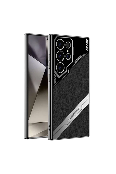 KILIFTECH Galaxy S24 Ultra Kılıf Kamera Korumalı Suni Deri Tasarım Zore Yeni Seri Procase Kapak-Siyah - 1