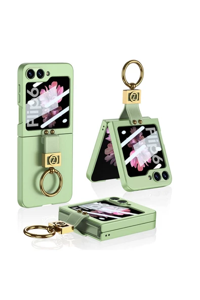 KILIFTECH Galaxy Z Flip 6 Kılıf Zore Z Harfli Yüzüklü Kıpta Kapak-Yeşil