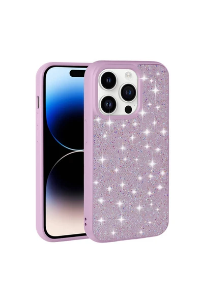 KILIFTECH iPhone 14 Pro Max Uyumlu Parlak Taşlı Tasarım Pırlanta Zore Kılıf-Siyah - Resim 5