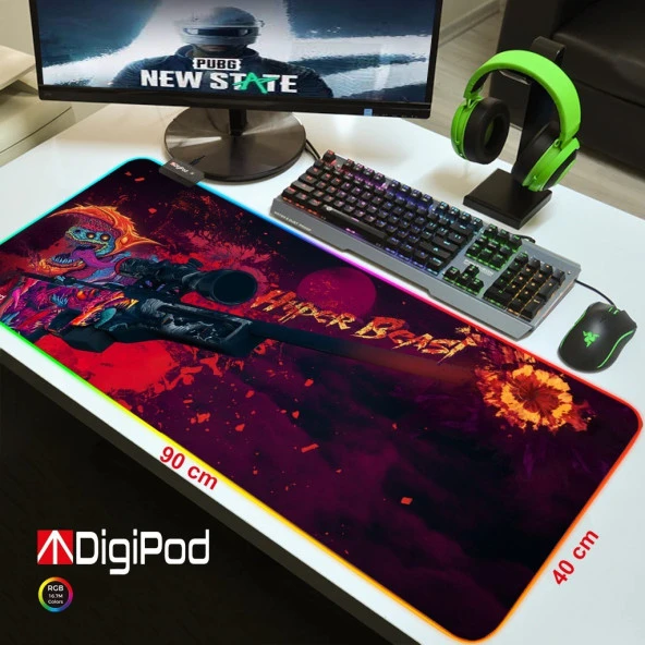 Digipod RGB Gaming Mousepad Oyuncu Mouse pad 90X40 XXL Büyük Oyuncu Mouse Pad Kaymaz Taban 4mm - 4