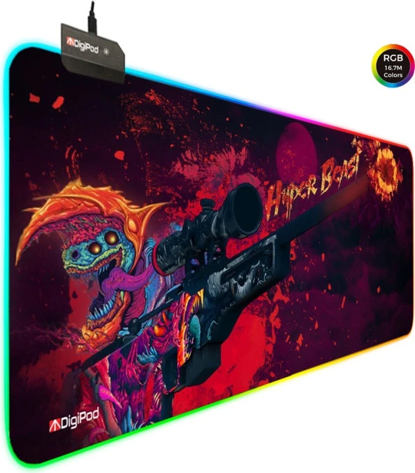 Digipod RGB Gaming Mousepad Oyuncu Mouse pad 90X40 XXL Büyük Oyuncu Mouse Pad Kaymaz Taban 4mm - 5
