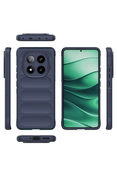 zore Redmi Note 14 Pro 5G Kılıf Esnek TPU Oyuklu Arka Yüzey Tasarımlı SYS Etnik Silikon Kapak - Lacivert - Resim 3