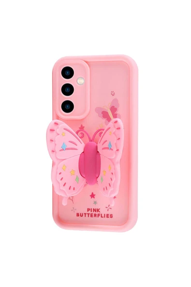 KILIFTECH Galaxy A05S Kılıf Kamera Korumalı Figür Tasarımlı Zore Kapya Kapak-Pembe Koyu - 3