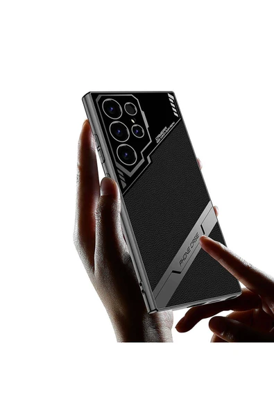 KILIFTECH Galaxy S23 Ultra Kılıf Kamera Korumalı Suni Deri Tasarım Zore Yeni Seri Procase Kapak-Titanyum-Gri - 3