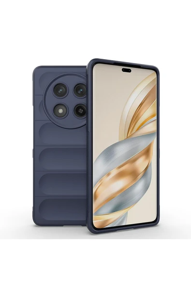 zore Honor Magic 7 Lite Kılıf Esnek TPU Oyuklu Arka Yüzey Tasarımlı SYS Etnik Silikon Kapak - Lacivert - 1