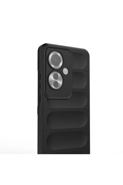 KILIFTECH Reno 11F 5G Kılıf Esnek TPU Oyuklu Arka Yüzey Tasarımlı KTH Etnik Silikon Kapak - Siyah - Resim 3