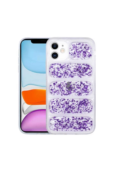 KILIFTECH iPhone 11 Uyumlu Kamera Korumalı Simli AiHTTg'li Zore Dalga Kılıf-Mor ürün görseli