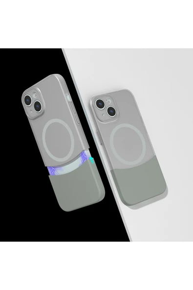 KILIFTECH iPhone 15 Kılıf M-Safe Şarj Özellikli Mıknatıslı KTH Duble Kapak - Lacivert - Resim 2