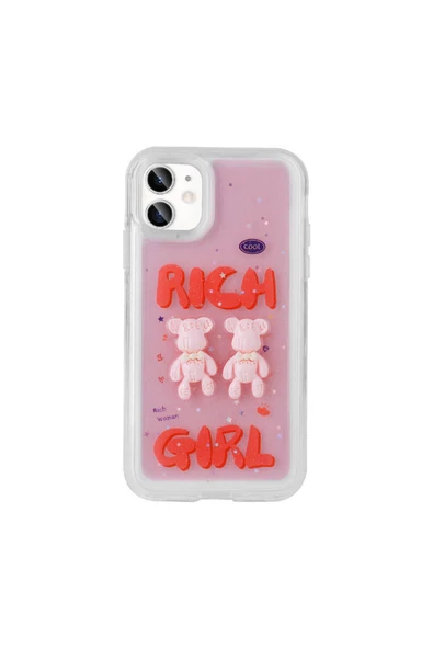 KILIFTECH iPhone 11 Uyumlu Kabartma Figürlü Parlak Zore Minimini Silikon Kılıf-Pembe - Resim 6