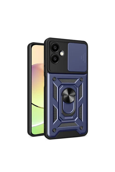 KILIFTECH Galaxy A06 Uyumlu Magnetik Standlı Kamera Korumalı Zore Sürgülü Vega Kapak-Mavi ürün görseli 1