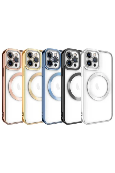 KILIFTECH iPhone 11 Pro Uyumlu Magsafe Wireless Şarj Özellikli Zore Setro Silikon-Mavi - Resim 2