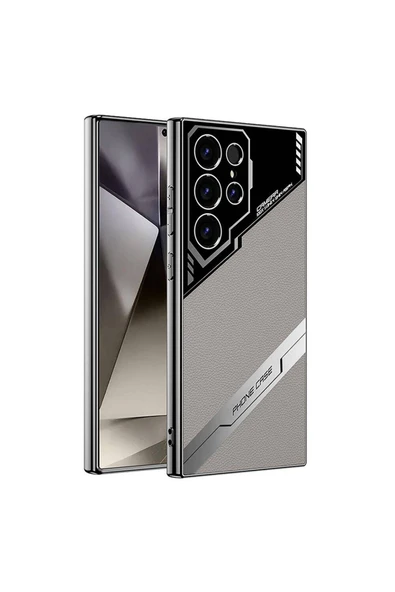 KILIFTECH Galaxy S24 Ultra Kılıf Kamera Korumalı Suni Deri Tasarım Zore Yeni Seri Procase Kapak-Titanyum-Gri - 1