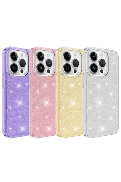 Teknoqr iPhone 14 Pro Uyumlu TQR Shining Silikon-Gold - 2