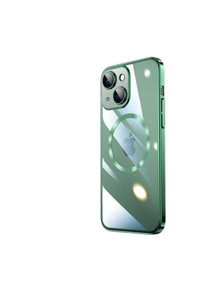 KILIFTECH iPhone 14 Uyumlu Wireless Şarj Özellikli Sert PC Zore Riksos Magsafe Kılıf-Koyu Yeşil ürün görseli
