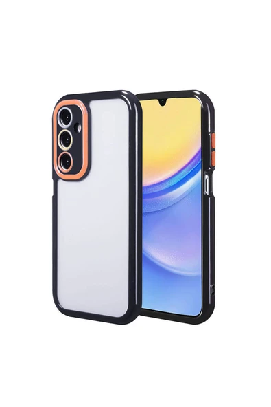 KILIFTECH Galaxy A15 Kılıf Kamera Korumalı Renkli Kenar ve Çerçeve Tasarımlı Zore Vitamin Kapak-Siyah - 1