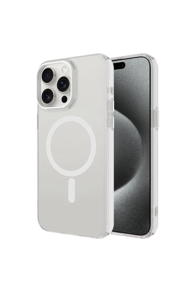 KILIFTECH iPhone 15 Pro Uyumlu Zore Magsafe Şarj Özellikli Buzlu Transparan C-Pro Sert Kılıf-Renksiz ürün görseli