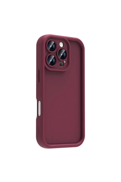 zore iPhone 16 Pro Kılıf Kamera Korumalı EMP Ananas Kapak - Mürdüm - Resim 3