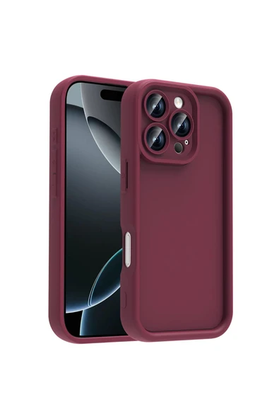 zore iPhone 16 Pro Kılıf Kamera Korumalı EMP Ananas Kapak - Mürdüm - Resim 2