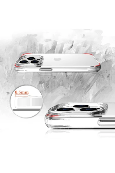 KILIFTECH iPhone 13 Pro Uyumlu Zore Şeffaf Ultra İnce AiHTTg Tasarımlı Okka Kılıf-Renksiz - Resim 3