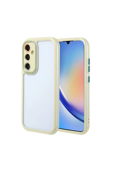 KILIFTECH Galaxy A34 Kılıf Kamera Korumalı Renkli Kenar ve Çerçeve Tasarımlı Zore Vitamin Kapak-Yeşil - 1