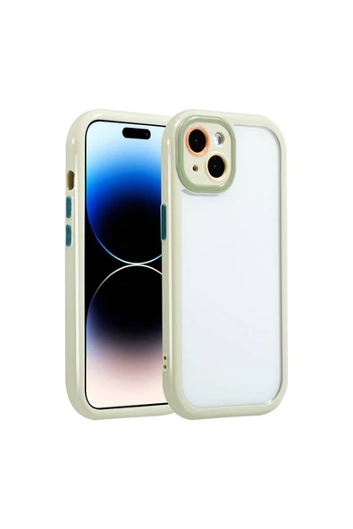 KILIFTECH iPhone 14 Kılıf Kamera Korumalı Renkli Kenar ve Çerçeve Tasarımlı Zore Vitamin Kapak-Yeşil
