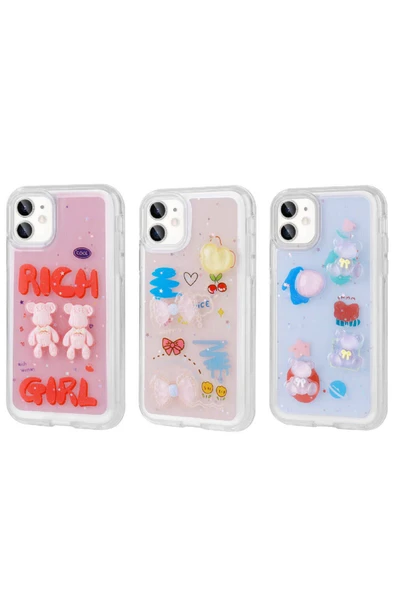 KILIFTECH iPhone 11 Uyumlu Kabartma Figürlü Parlak Zore Minimini Silikon Kılıf-Pembe - Resim 2