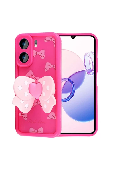 KILIFTECH Xiaomi Redmi 13C Kılıf Kamera Korumalı Figür Tasarımlı Zore Kapya Kapak-Pembe Koyu - 6