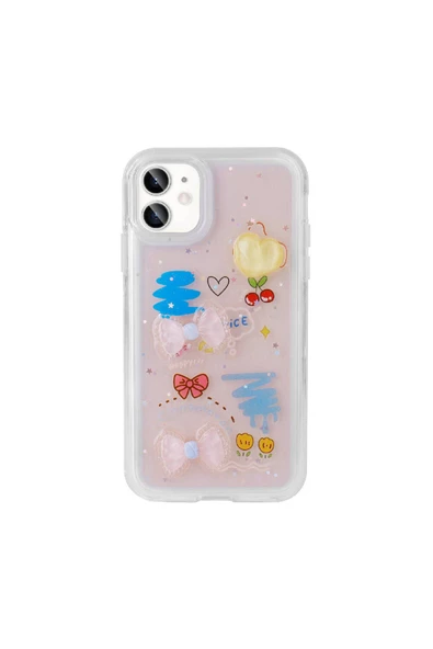 KILIFTECH iPhone 11 Uyumlu Kabartma Figürlü Parlak Zore Minimini Silikon Kılıf-Pembe - Resim 3