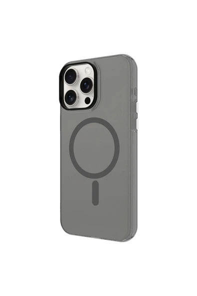 KILIFTECH iPhone 15 Pro Uyumlu Zore Magsafe Şarj Özellikli Buzlu Transparan C-Pro Sert Kılıf-Renksiz - Resim 5