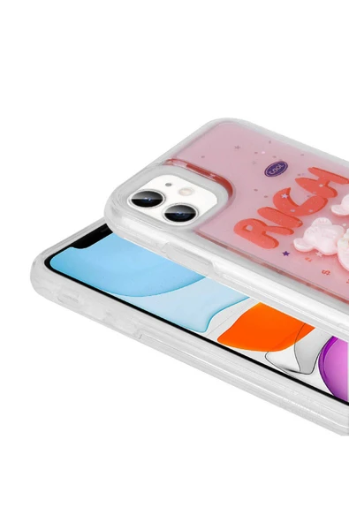KILIFTECH iPhone 11 Uyumlu Kabartma Figürlü Parlak Zore Minimini Silikon Kılıf-Pembe - Resim 5