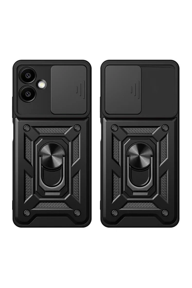 KILIFTECH Galaxy A06 Uyumlu Magnetik Standlı Kamera Korumalı Zore Sürgülü Vega Kapak-Mavi - Resim 3