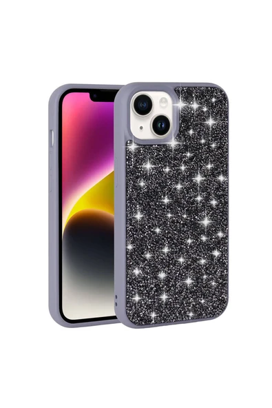 KILIFTECH iPhone 14 Uyumlu Parlak Taşlı Tasarım Pırlanta Zore Kılıf-Beyaz - Resim 3