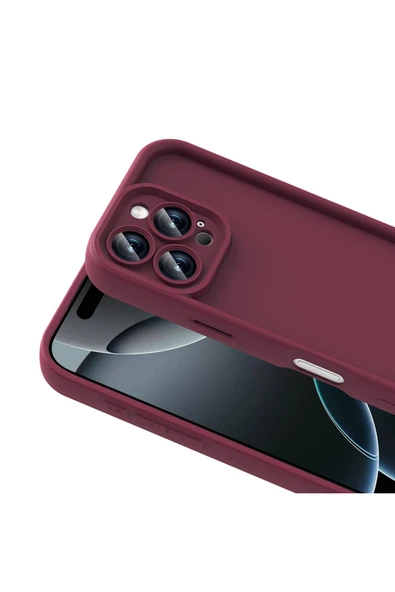 zore iPhone 16 Pro Kılıf Kamera Korumalı EMP Ananas Kapak - Mürdüm - Resim 4