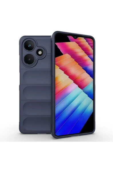 KILIFTECH İnfinix Hot 30 Kılıf Esnek TPU Oyuklu Arka Yüzey Tasarımlı KTH Etnik Silikon Kapak - Lacivert ürün görseli