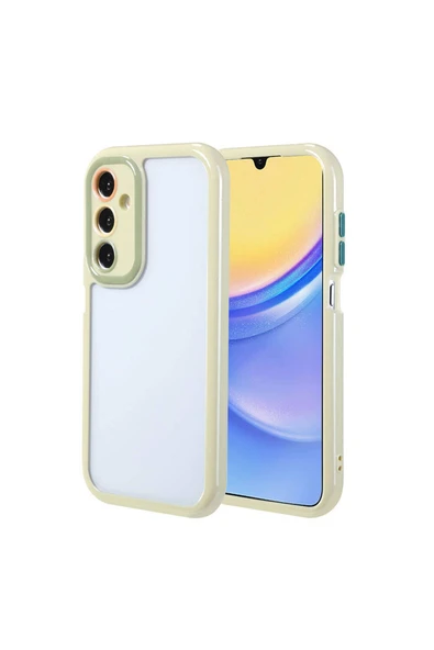 KILIFTECH Galaxy A15 Kılıf Kamera Korumalı Renkli Kenar ve Çerçeve Tasarımlı Zore Vitamin Kapak-Yeşil - 1