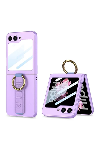 KILIFTECH Galaxy Z Flip 6 Kılıf Kamera Korumalı Yüzüklü Zore Flip Ring Kıpta Kapak-Mor ürün görseli 1