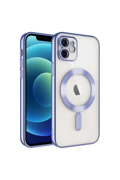 KILIFTECH iPhone 12 Uyumlu Kamera Korumalı Magsafe Wireless Şarj Özellikli Zore Demre Kılıf-Lila ürün görseli