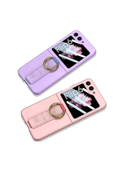 KILIFTECH Galaxy Z Flip 6 Kılıf Kamera Korumalı Yüzüklü Zore Flip Ring Kıpta Kapak-Mor - 3