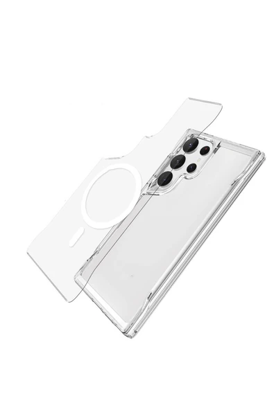 KILIFTECH Galaxy S24 Ultra Kılıf Zore Magsafe Şarj Özellikli T-Max Magsafe Kapak-Renksiz - Resim 4