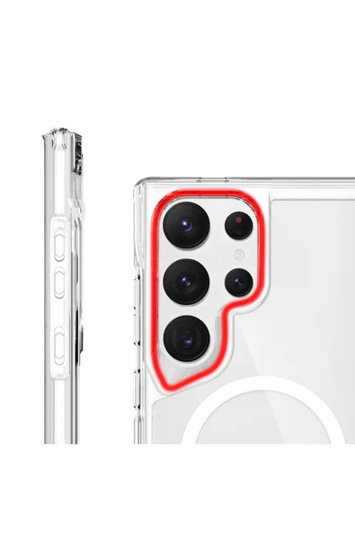 KILIFTECH Galaxy S24 Ultra Kılıf Zore Magsafe Şarj Özellikli T-Max Magsafe Kapak-Renksiz - Resim 3