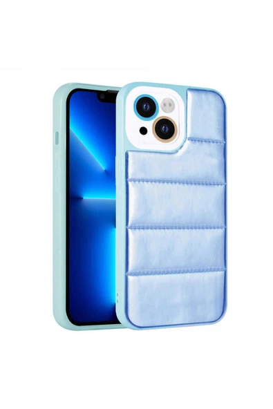 KILIFTECH iPhone 13 Uyumlu Kamera Korumalı AiHTTgli Renkli Zore Seksek Kılıf-Mavi ürün görseli