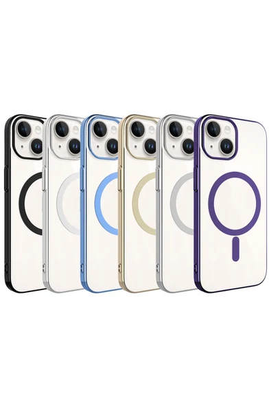 KILIFTECH iPhone 15 Uyumlu Zore Wireless Şarj Özellikli Pixel Magsafe Kılıf-Gümüş - Resim 2